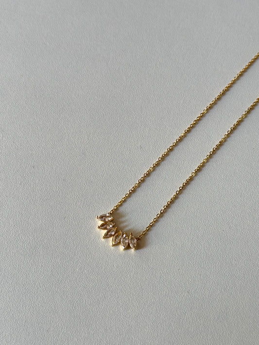 Gold stone leaf necklace