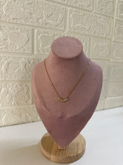 Gold stone leaf necklace