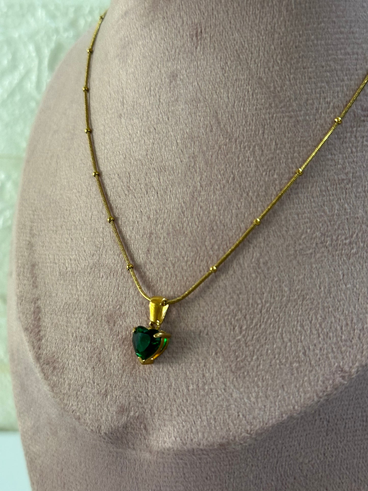 Green heart necklace