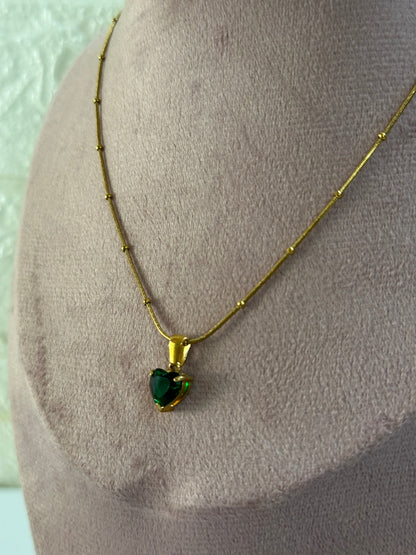 Green heart necklace