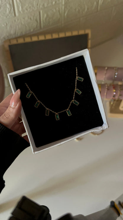 Theo green stone necklace
