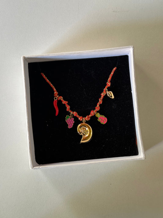 Beach red charms necklace