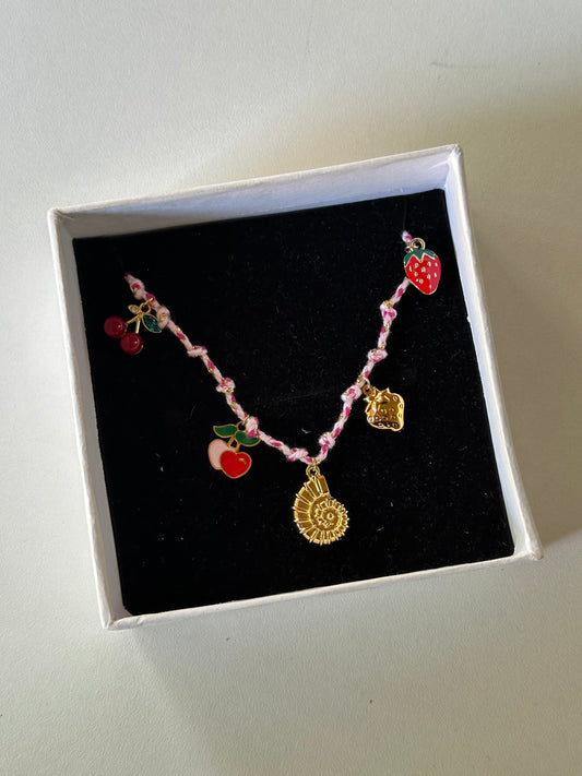 Beach pink charms necklace