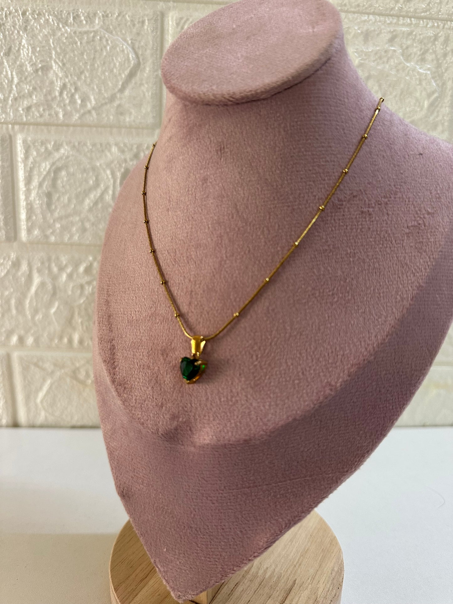 Green heart necklace