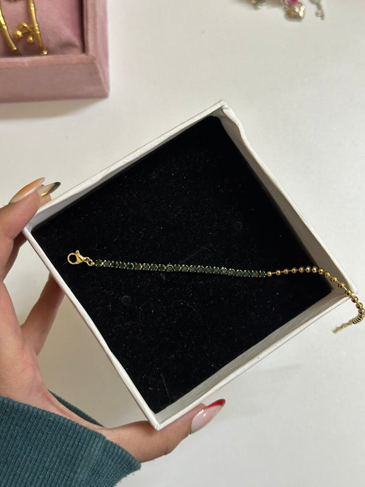 Dark green tennis bracelet