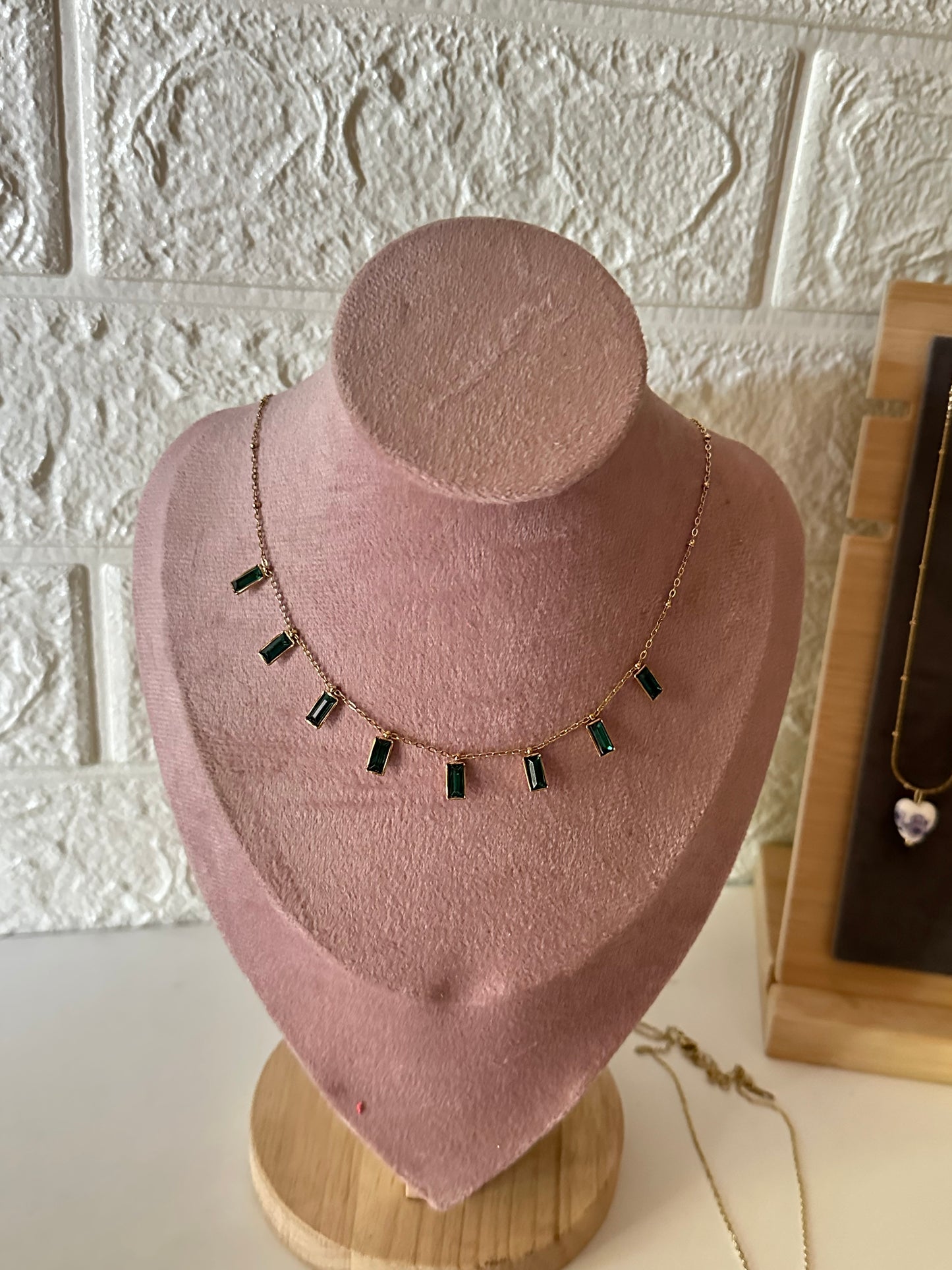 Theo green stone necklace