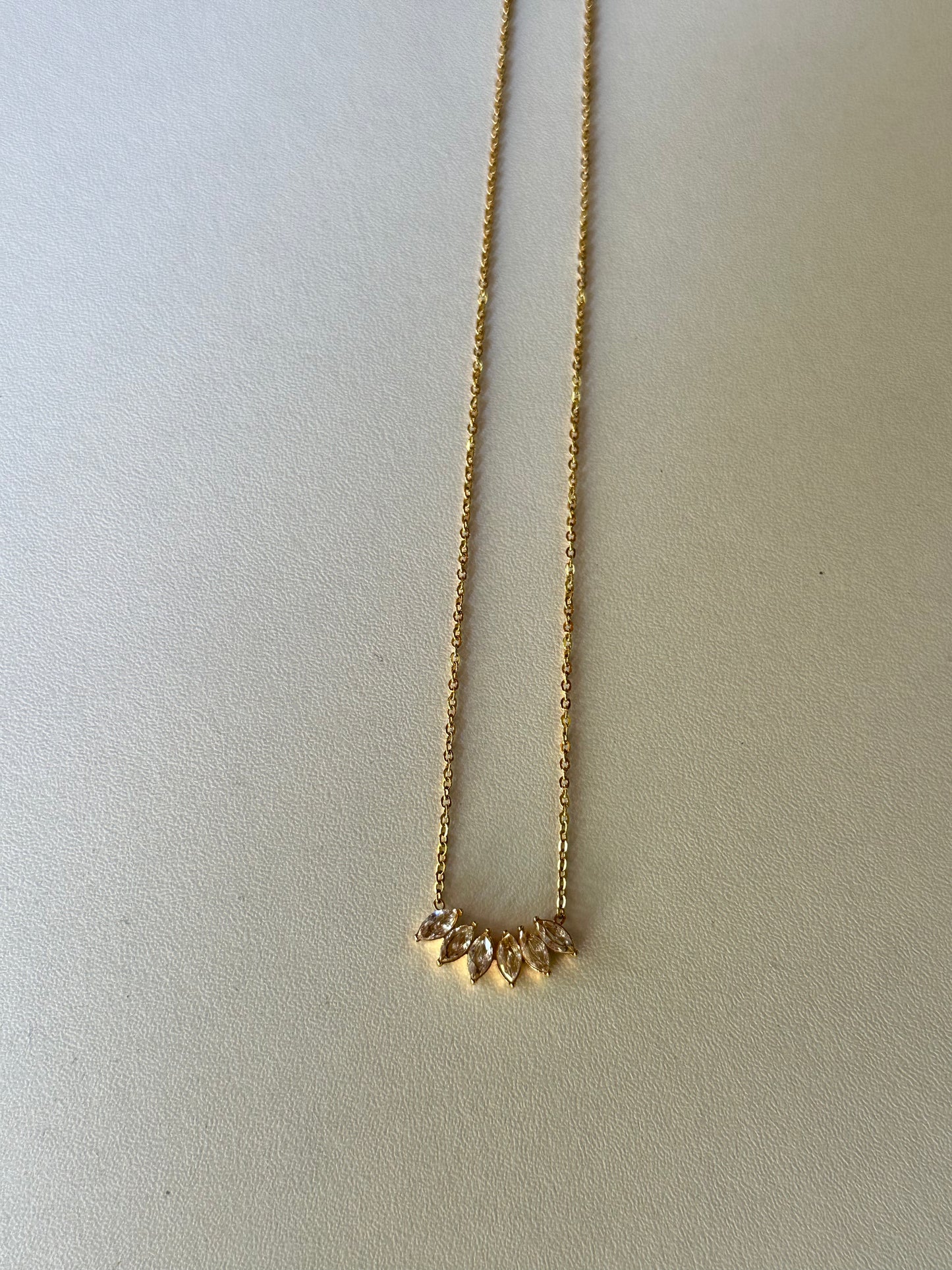 Gold stone leaf necklace