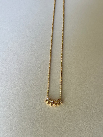 Gold stone leaf necklace