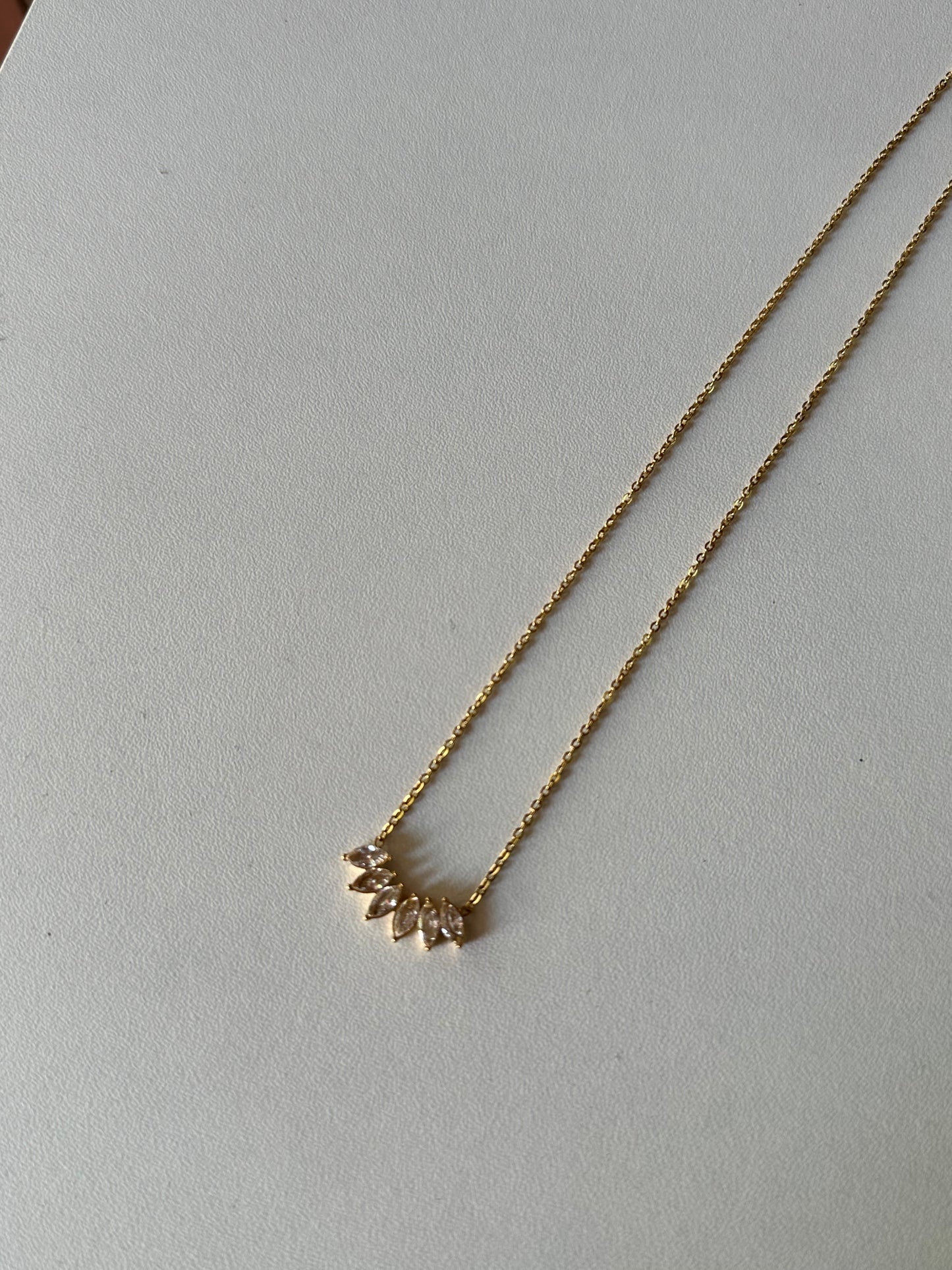Gold stone leaf necklace