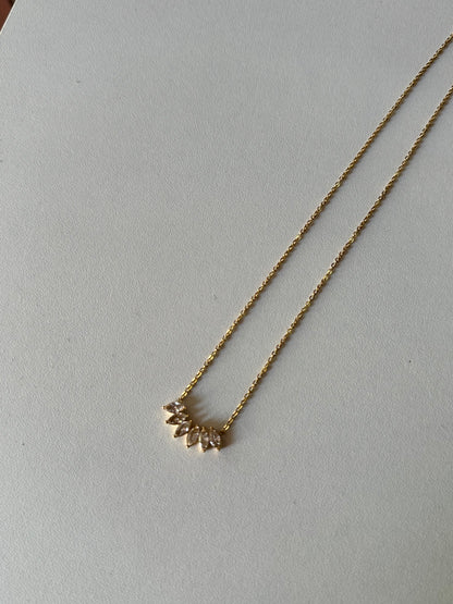 Gold stone leaf necklace
